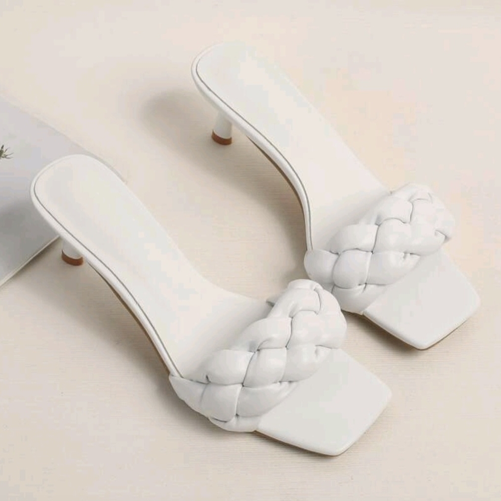 White Braided Women's Heels